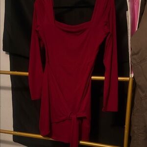 Source Unknown Bold Red Long-Sleeve Dress
